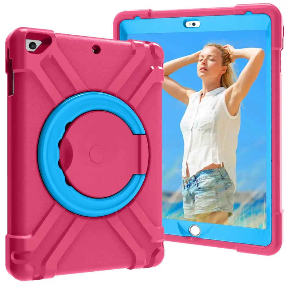 Rose Blue Ударопрочный EVA чехол для iPad Pro 9,7 A1673 A1674 360 Вращающийся силиконовый мягкий детский чехол-подставка для iPad Pro 9,7 чехол A1675 - Цвет: Rose Blue