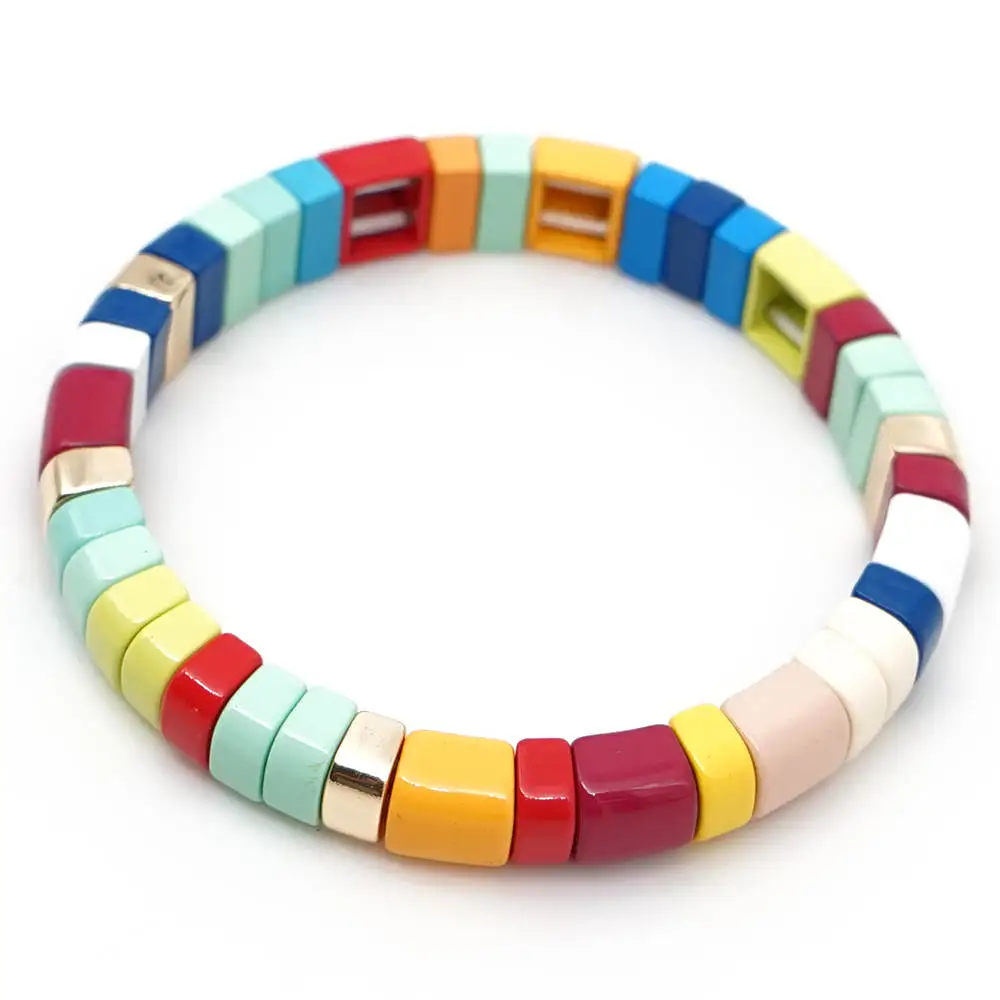 Shinus Pulseras Mujer Moda Радужный Браслет для женщин, эмалированные плитки, браслеты, красочные, Boho, летние, пляжные, модные ювелирные изделия, подарок