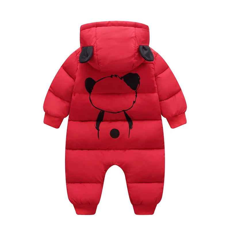 

New Fashion Hot Sale Newborn Baby Kids Cute Long Sleeve Cotton Jumpsuit Funny Panda Pattern Printed Hooded Babysuits Warm Thick