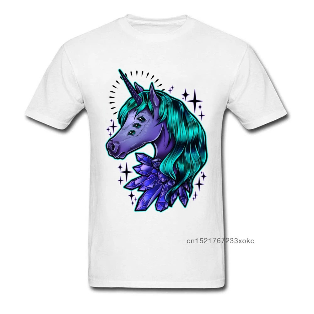 Крутая Летняя мужская футболка с принтом Единорог из горного хрусталя 2018