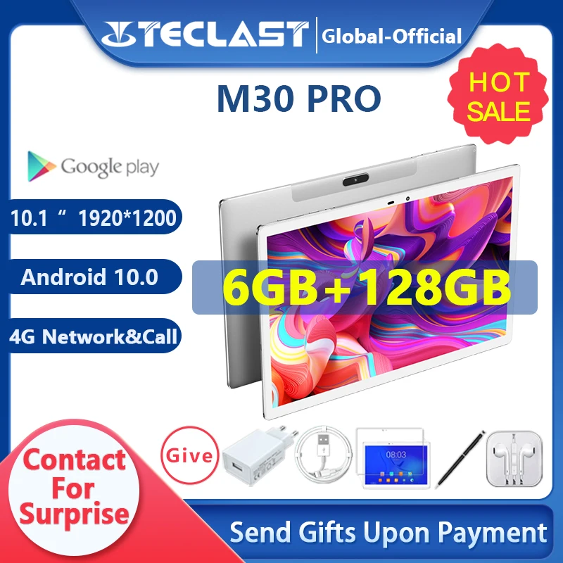 Teclast M30 Pro планшет экран 10 1 дюймов Восьмиядерный 6 ГБ ОЗУ 128 Гб ПЗУ Android 10|Планшеты| |
