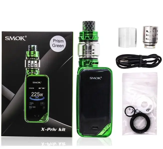 SMOK X-PRIV набор электронных сигарет 225 Вт X PRIV Box Mod с TFV12 Prince Tank 8 мл испаритель VAPE SMOK XPRIV Kit - Цвет: Green No Gift