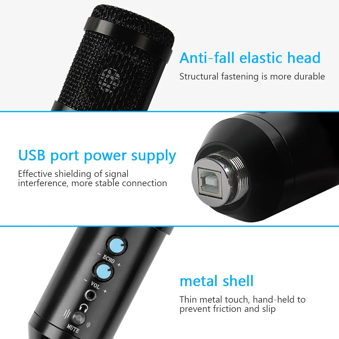 Конденсаторный микрофон XIAOKOA BM858 Профессиональный USB для записи компьютера и