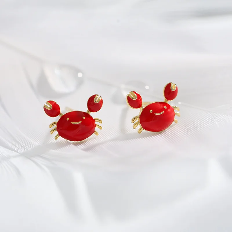 

New Hot Fashion 925 Sterling Silver Red crab Earrings for Women Girls Gift Fashion Statement Jewelry