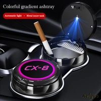 luminous car logo ashtray with led colorful atmosphere light for mazda cx8 cx 8 car accessories