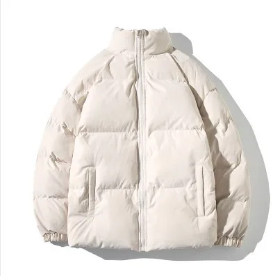 Men's autumn and winter new casual padded jacket solid color short padded jacket bread jacket stand collar