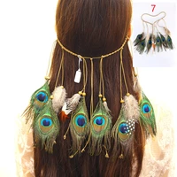 feather hair accessories peacock feather headband hair rope hair net national wind feather hair accessories bohemia for people