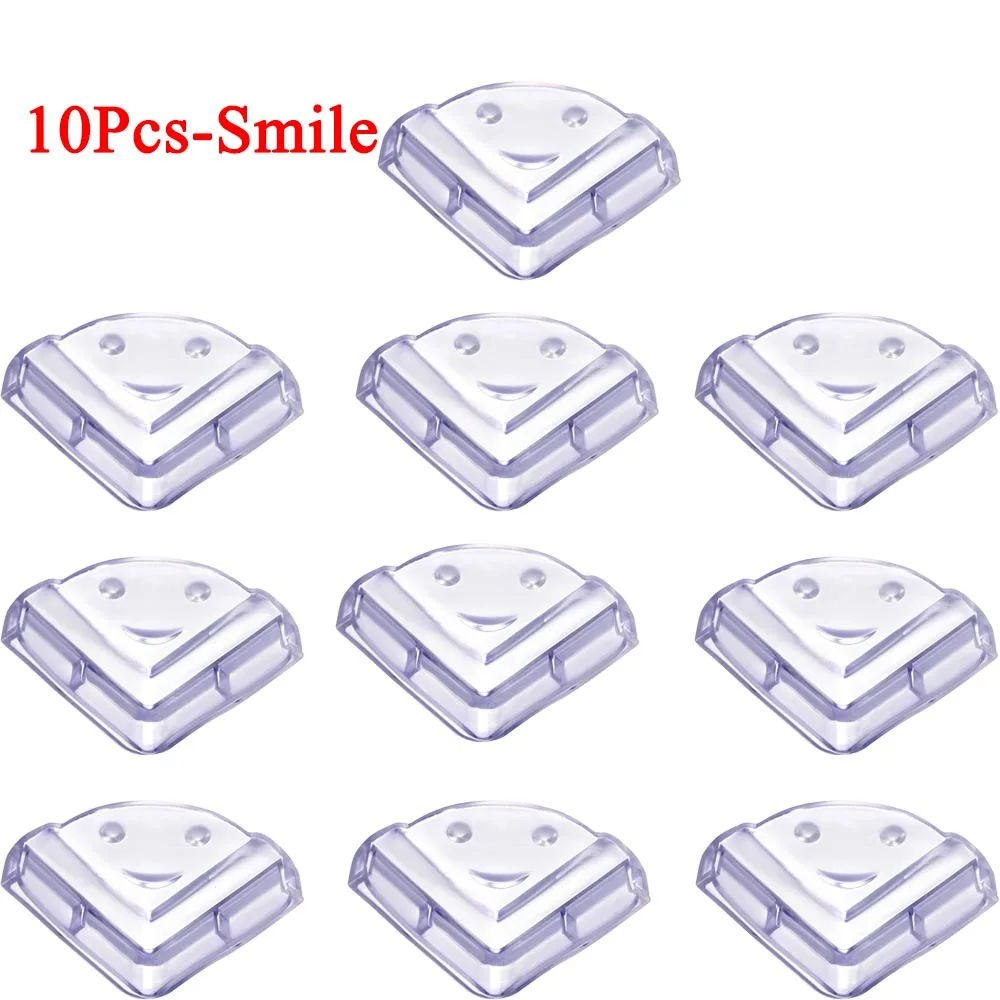10Pcs-Smile Детский безопасный уголок для ребенка угловая Защита Детские Силиконовые накладка на углы защита головы антиколлизия угловая - Цвет: 10Pcs-Smile