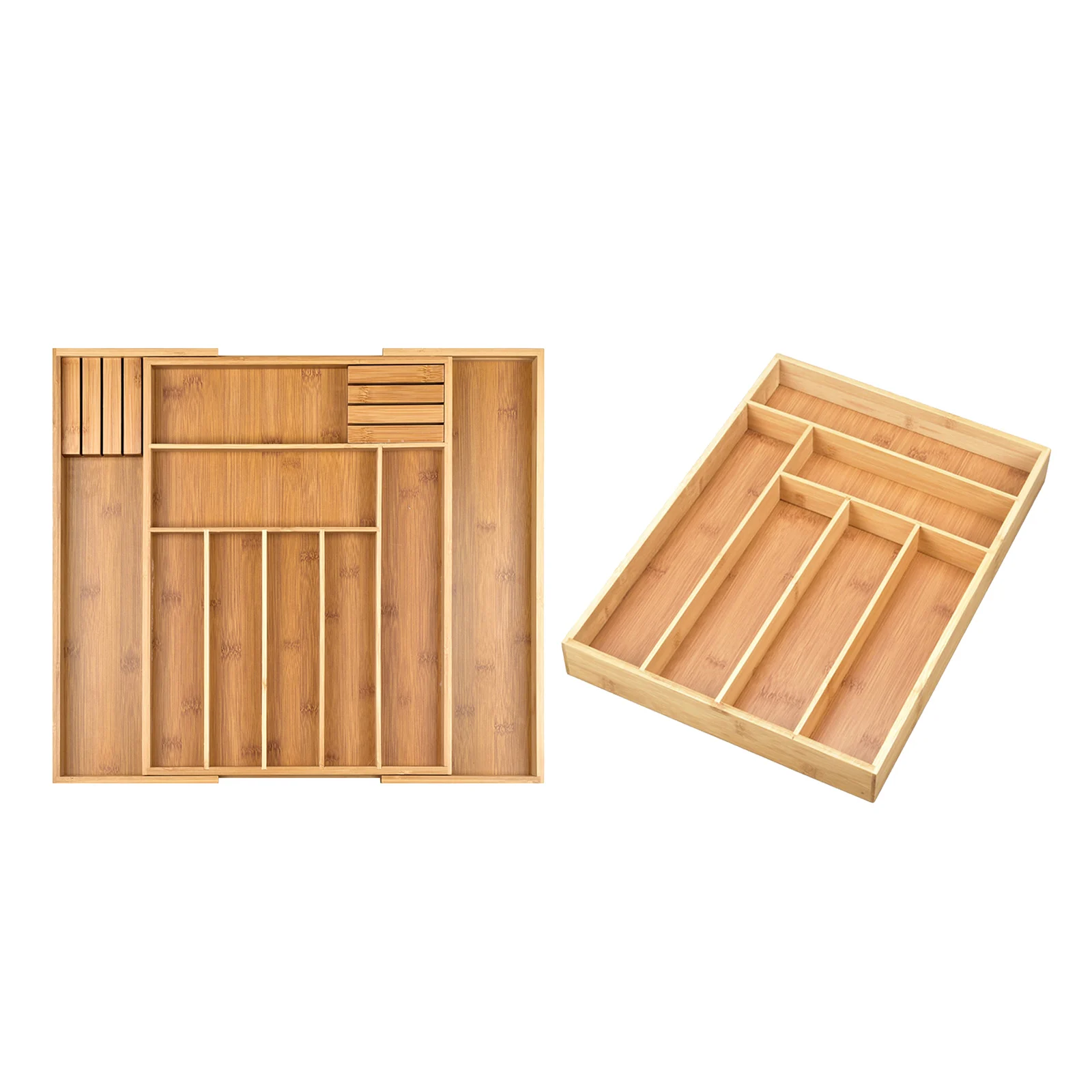 

Бамбуковый органайзер для кухонной утвари, Выдвижной регулируемый лоток, разделители для столовых приборов, ложек