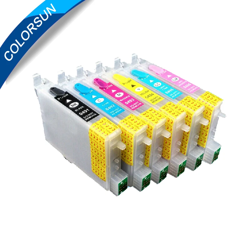Картридж для принтера Colorsun 6 шт. многоразовые чернильные картриджи Epson Stylus Photo R200