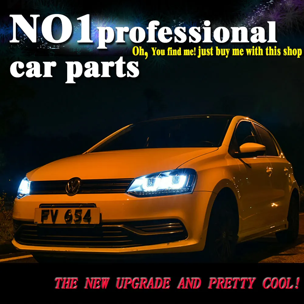 

OUMIAO Car Styling for VW POLO Headlights LED 2006 2007-2017 Headlight DRL Daytime Running Light Guide Bi-Xenon HID Accessories