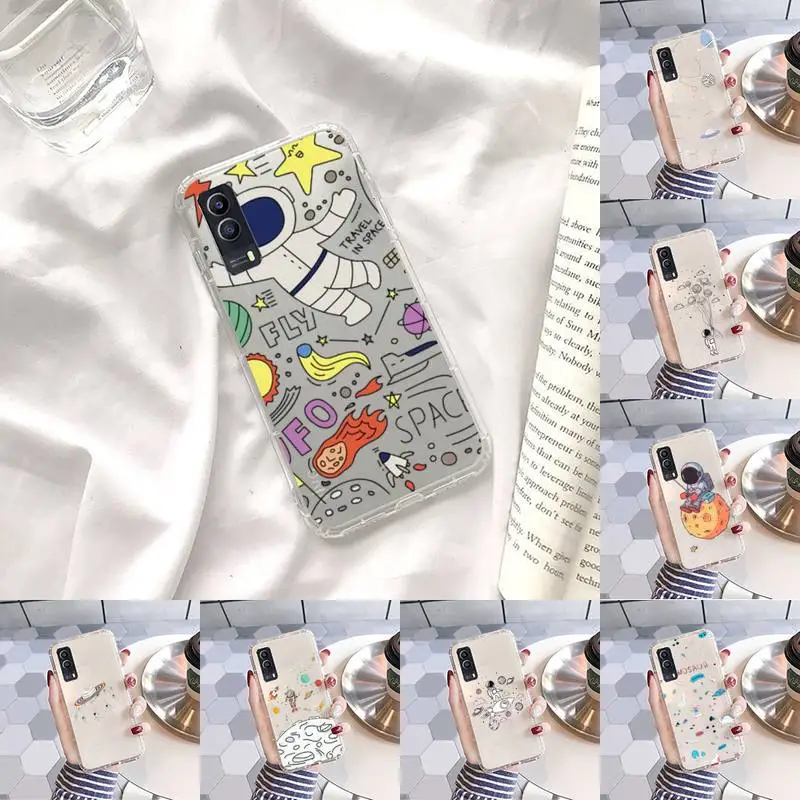 

Star Astronaut Phone Case Transparent For VIVO S 9 7 6 IQOO NEO 7 5 3 Z3 Z1 X E pro Soft TPU Clear Mobile bags