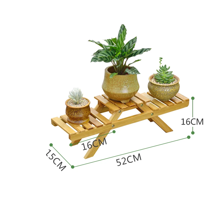Цветочная полка из твердого бамбука 2 слоя складная стойка держатель для