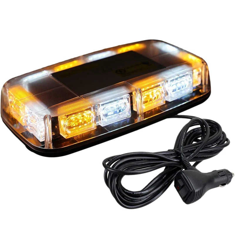 

48 LED Flash Lamp Top Roof Flashing Emergency Mini Strobe Light Amber & White for Truck Tow Jeep Roof Beacon