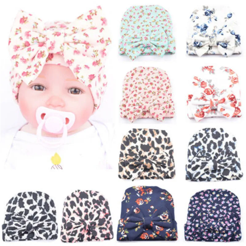 

Kids Baby Boy Girl Toddler Newborn Infants Floral Print Boys Girls Cap Cotton Lovely Cute Soft Warm Floral Print Bowknot Elastic