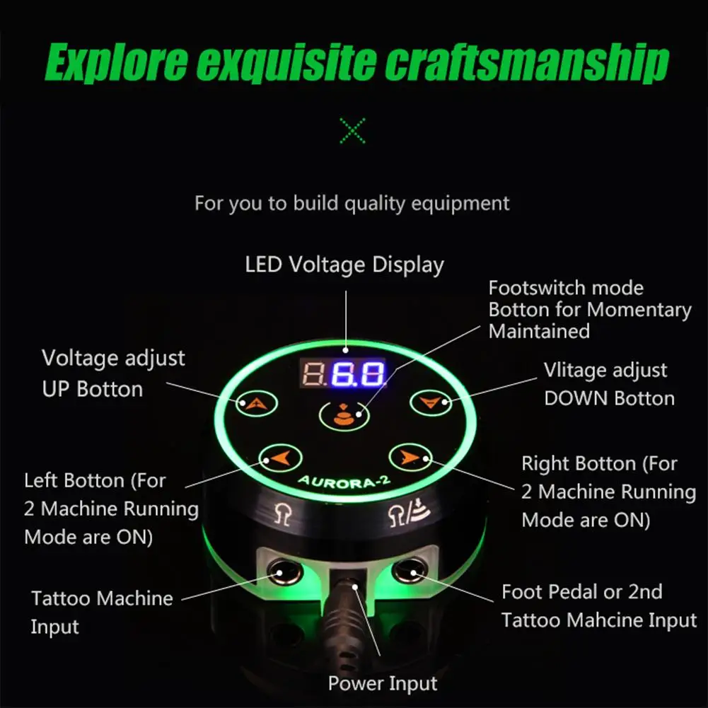 Блок питания для татуировок Mini AURORA II с ЖК дисплеем и адаптером питания|Блок