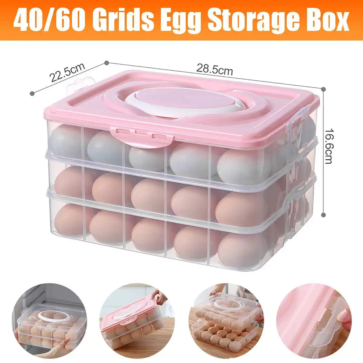 

40/60 Grids Convenient Egg Food Storage Box Kitchen Refrigerator Anti-Collision Tray Container Accessories Supplies Cases