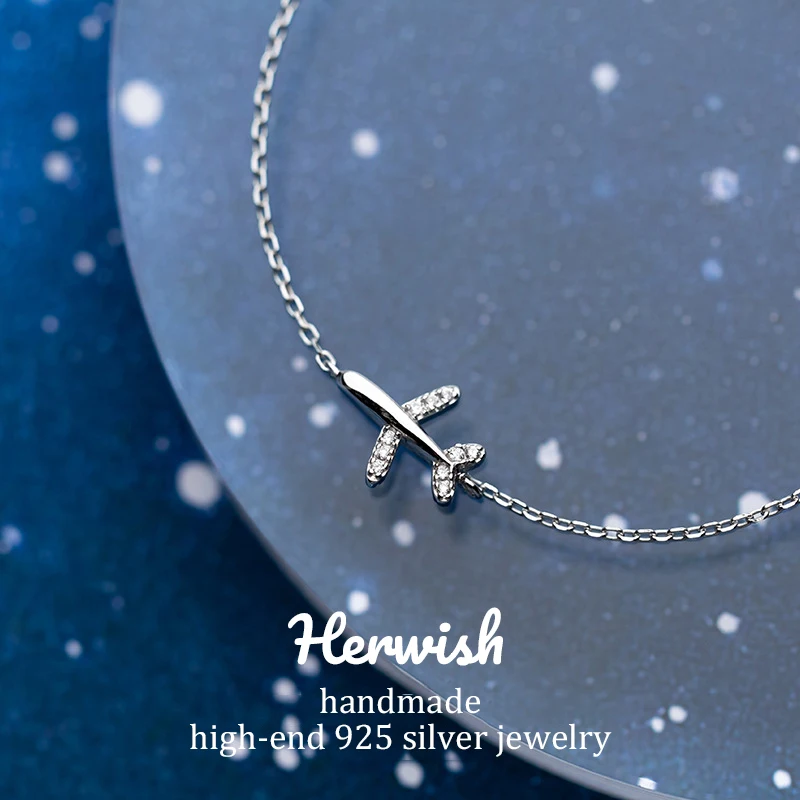 

Herwish The Little Prince Plane Bracelets 925 Sterling Silver Gifts for Women Romantic Bling Zirconia Jewelry Charm Bracelet