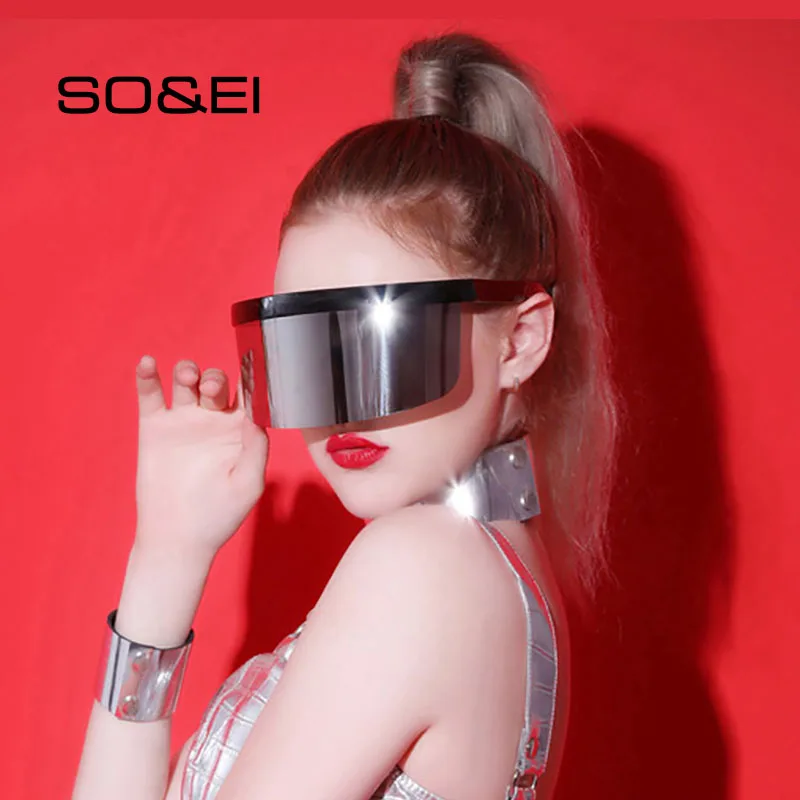 SO & EI негабаритные солнцезащитные очки без оправы с защитой от подглядывания