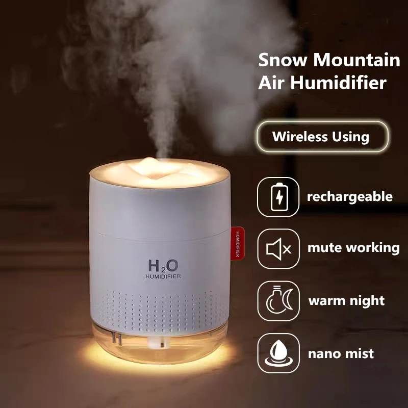 Usb Led Lamp Rechargeable Battery Snow Mountain Aroma Diffuser Ultrasonic Aromatherapy Humidifiers