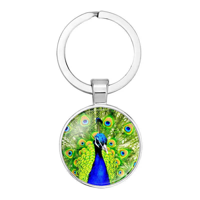 Модный Индийский павлиньи перья фото круглый кулон брелок ручной работы Птица