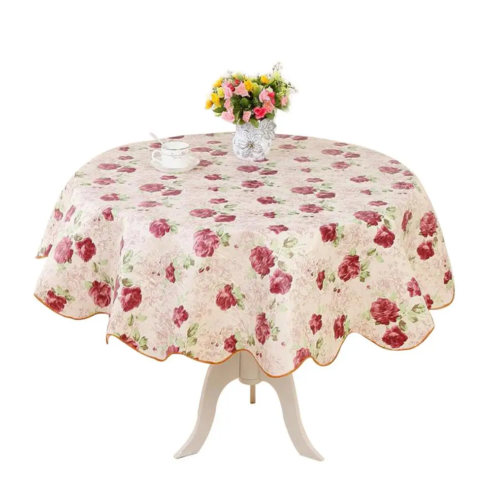 Круглая водостойкая скатерть покрытие для стола в цветочек круглая кухонная
