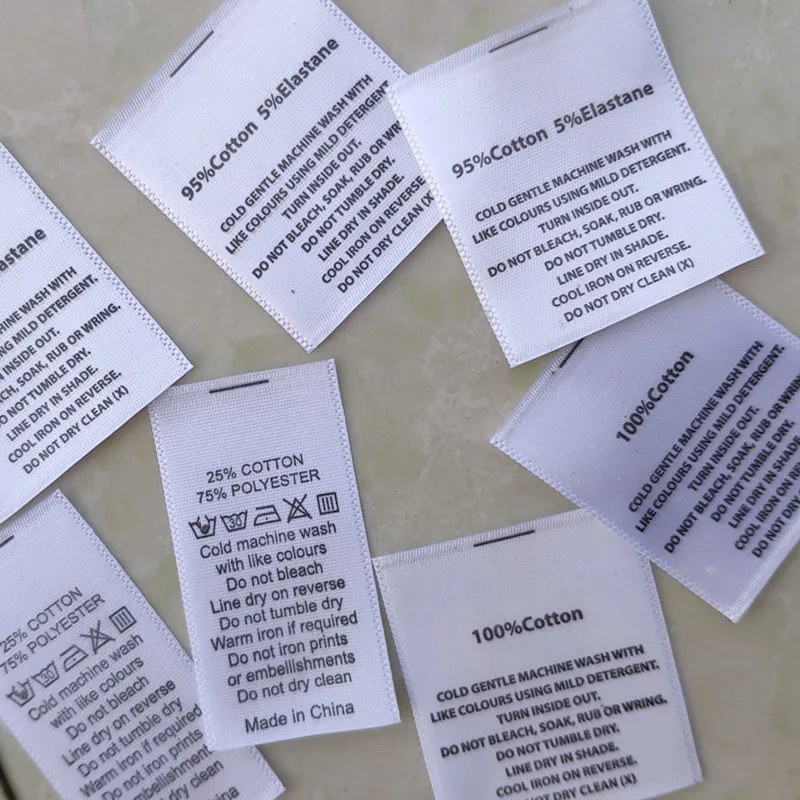 100 шт. ярлыки для стирки из атласной ленты | Дом и сад