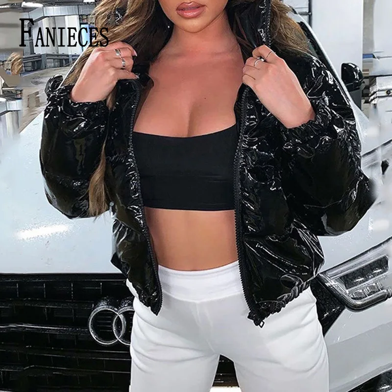 

Модное Яркое пальто FANIECES с хлопковой подкладкой, теплый зимний жакет на молнии с длинным рукавом и воротником-стойкой, Женская Повседневная...