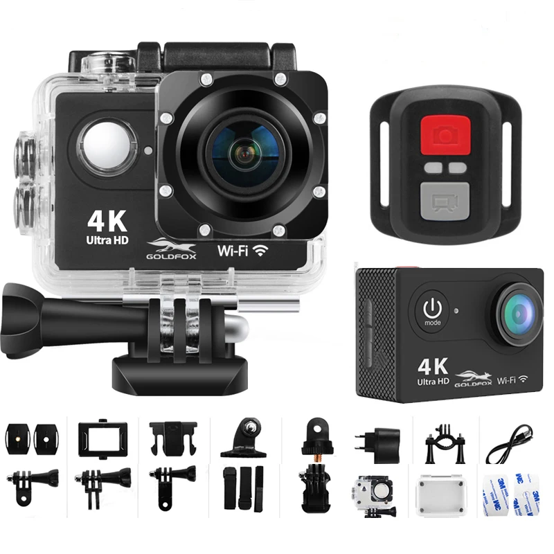 Дешево Спортивная Экшн-камера H9R Ultra HD 4K WiFi с дистанционным управлением, Водонепроницаемая 30 М Подводная широкоугольная видеозаписывающая камера с...