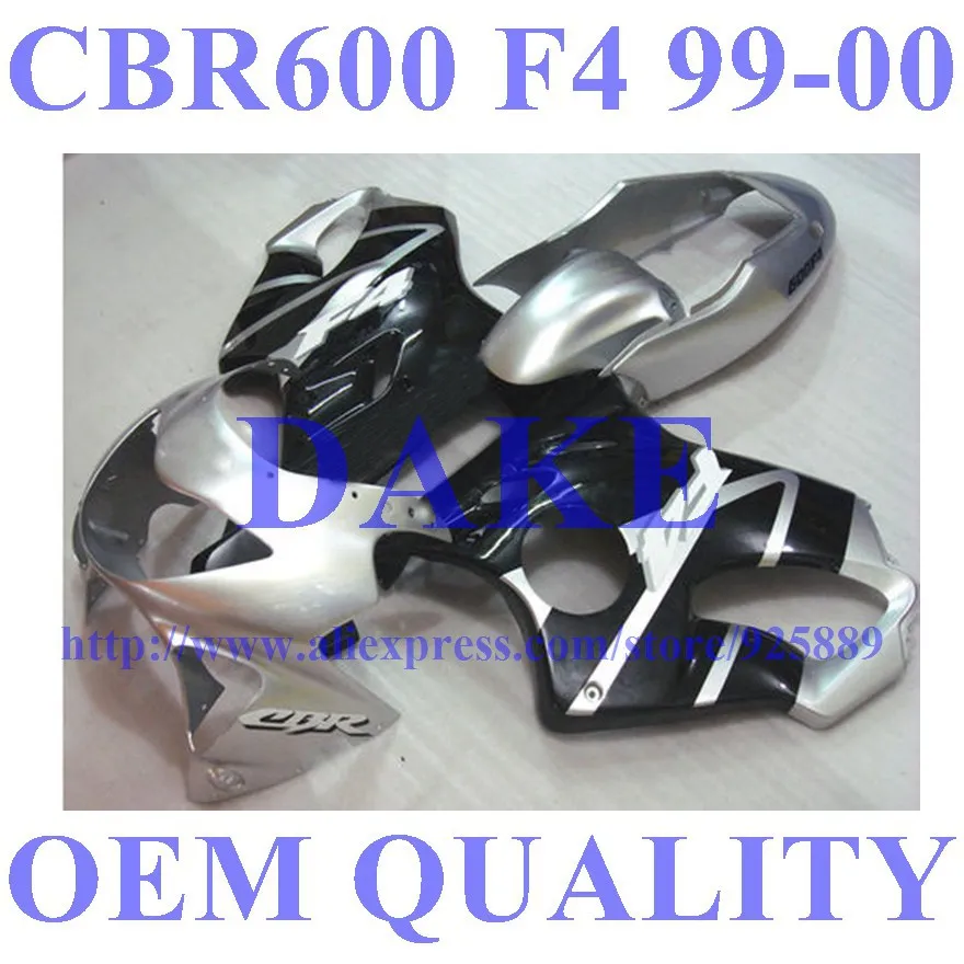 

Injection silver black Fairing parts for HONDA CBR600 F4 1999 2000 CBR600F4 99 00 CBR 600 1999 2000 motorcycle fairing kits #S6