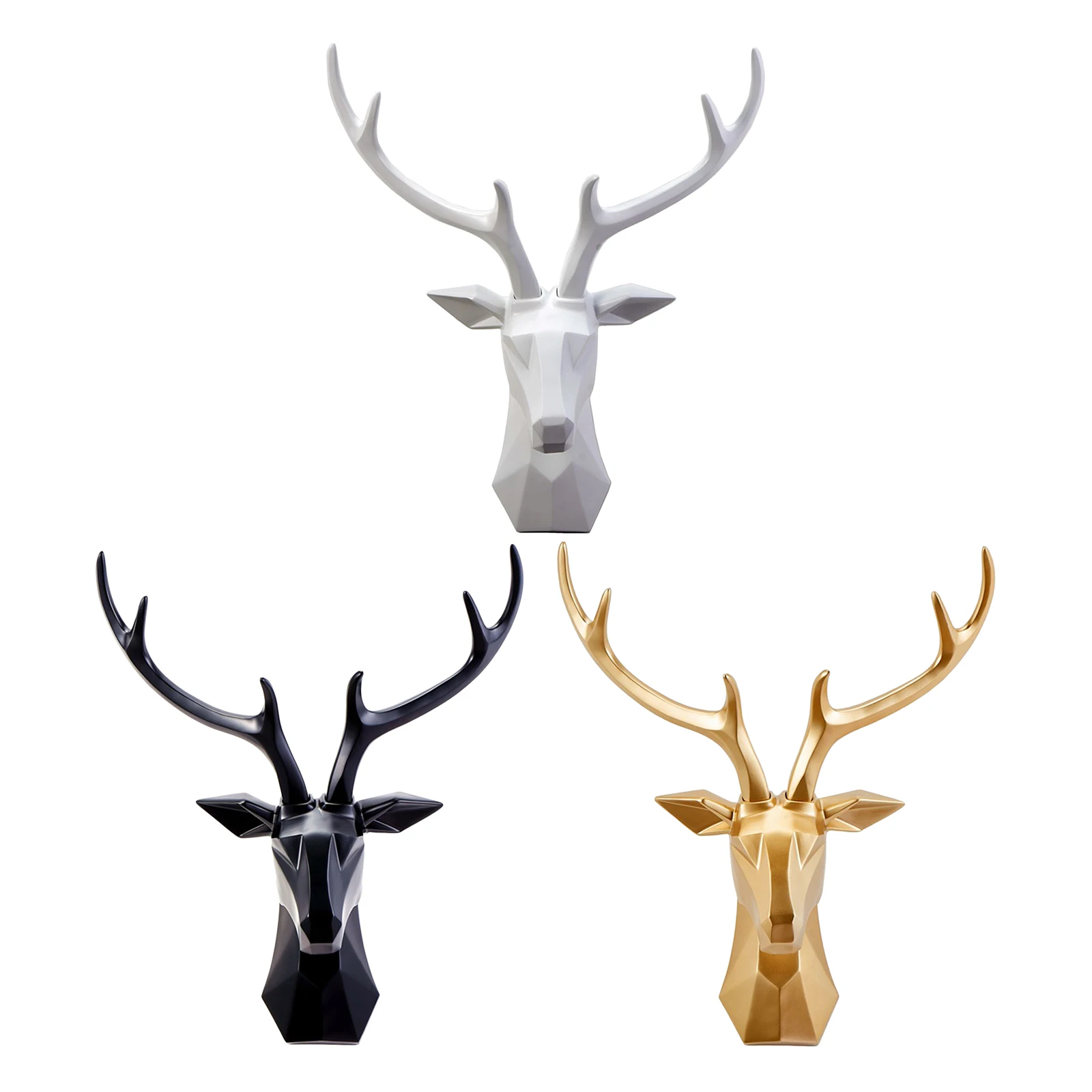 3D Deer Head Sculpture Wall Mount Simple Elegant Stag Resin Statue Farmhouse Figurines Bedroom Elk Home Cabinet Decor | Дом и сад
