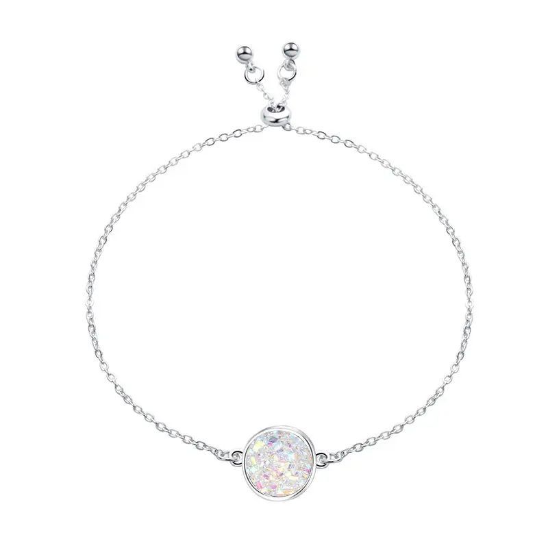 Модный Регулируемый Круглый круглый полимерный Druzy браслет Drusy из искусственной смолы Druse камень Золотая Серебряная цепочка ювелирное изделие для женщин подарок