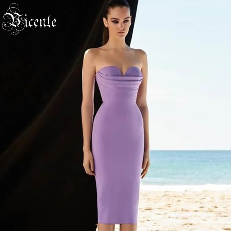 Популярное модное сексуальное платье без бретелек с V образным вырезом и