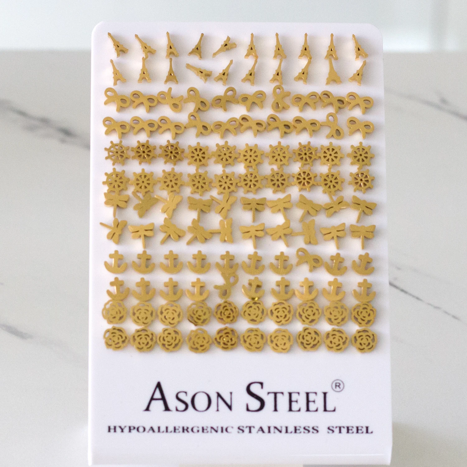 ASONSTEEL Модные 60 пар/лот Винтажные серьги-гвоздики для женщин из нержавеющей стали