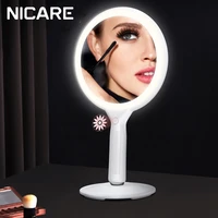 nicare 5x magnifying makeup mirror with led lighting usb rechargeable vanity mirrors dressing table mirror 3 bright adjustable