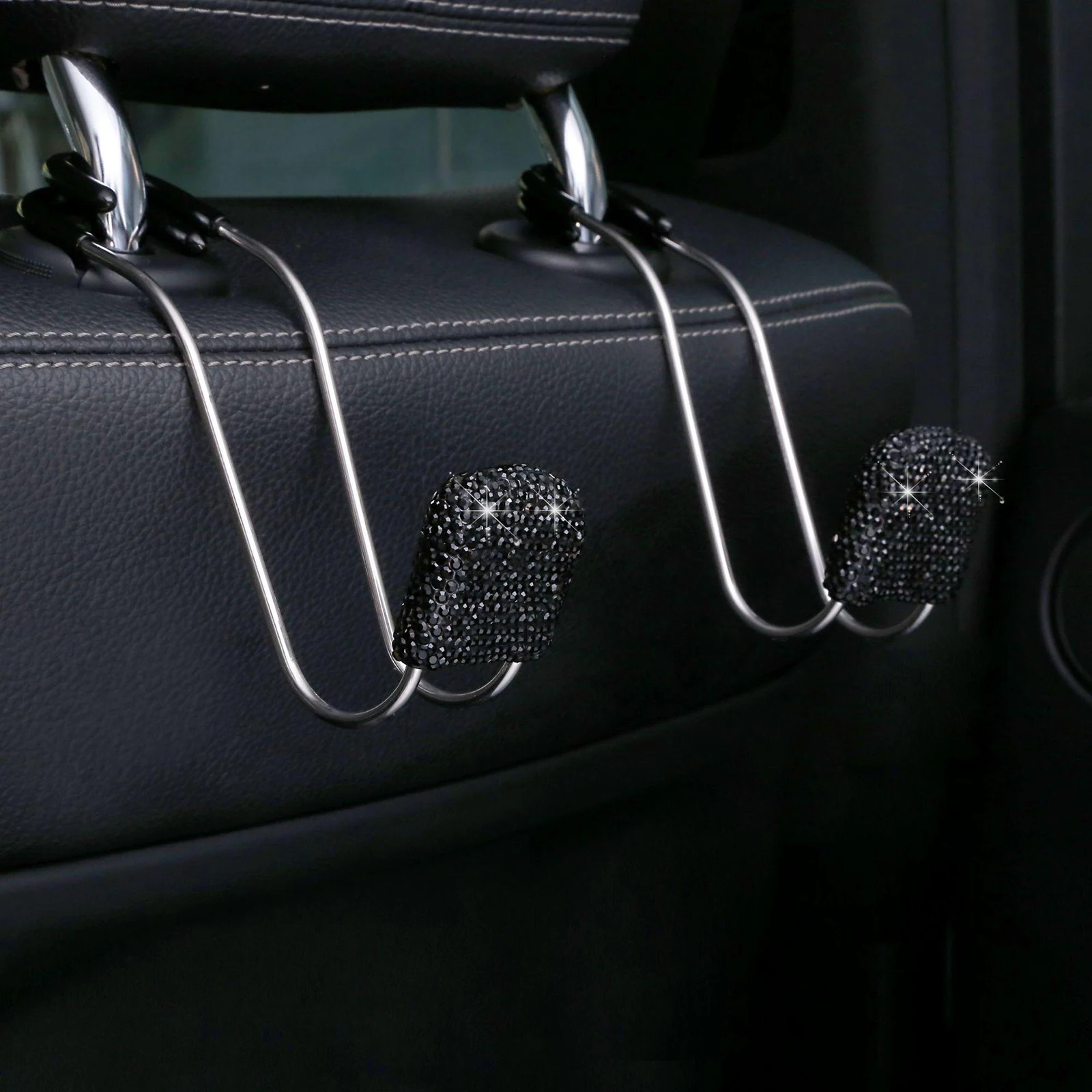 

2PCS Universal Car Back Seat Headrest Hooks Metal Bling er Organizer