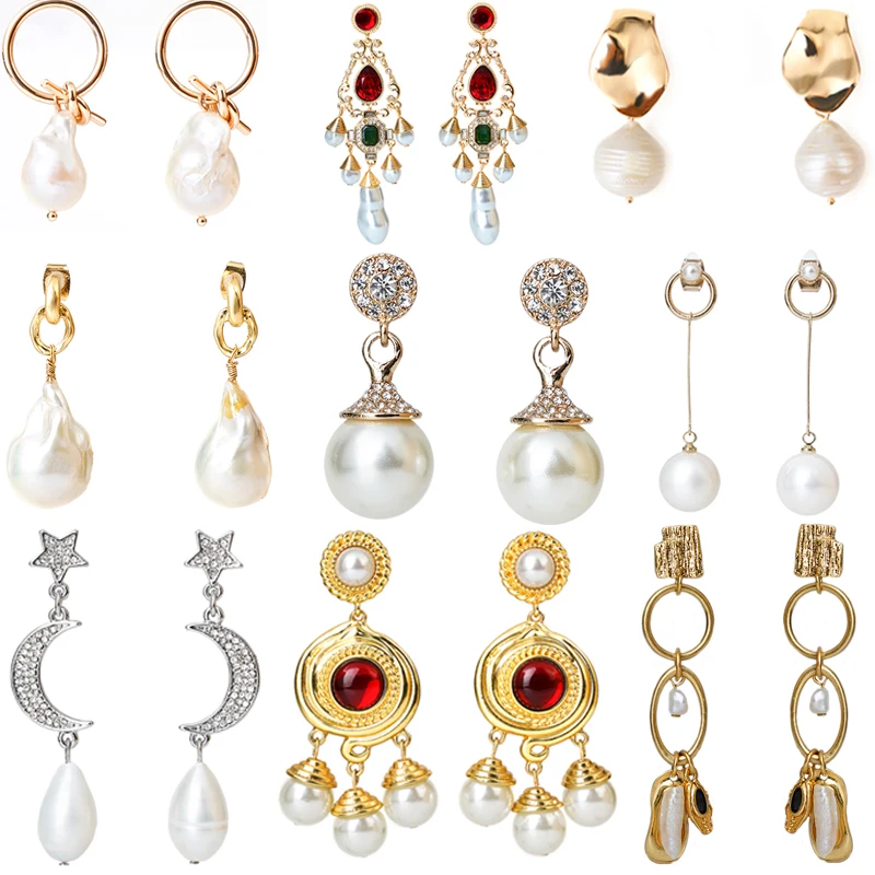 

Pearl Earrings 2021 Trendy gold metal Wedding Engagement Party Women jewelry luxury Stud Earring