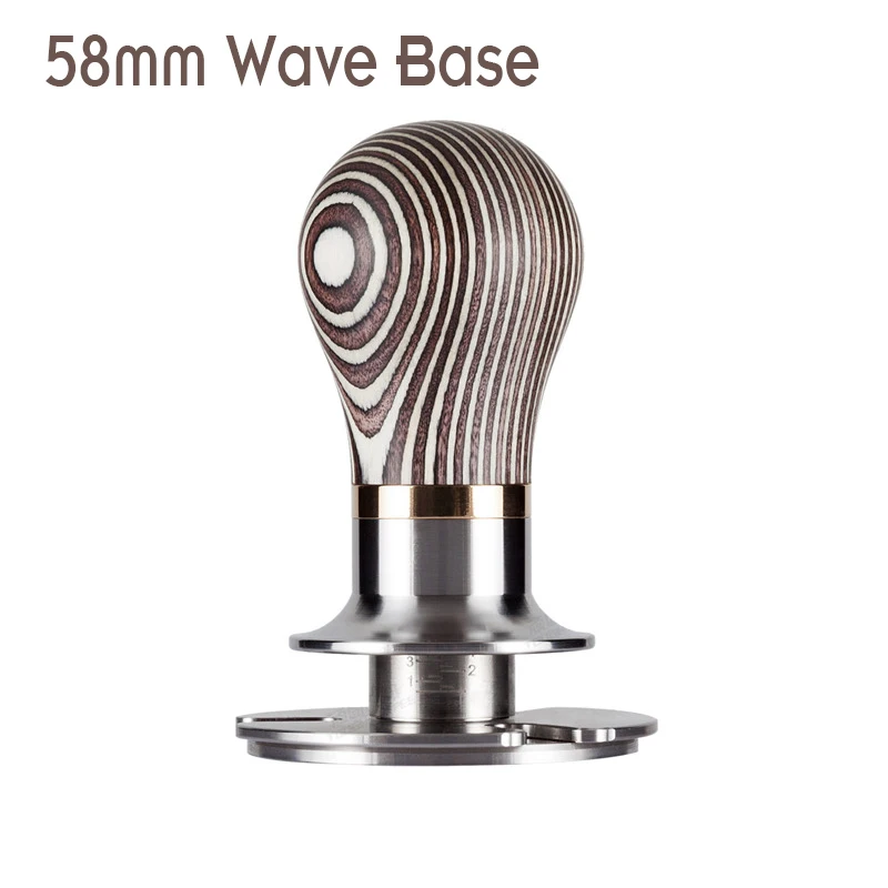 Wave base 58 мм регулируемое постоянное давление кофе Темпер бариста нержавеющая сталь/деревянная ручка фиксированной силы порошок молоток кофе инструмент - Цвет: Wave base