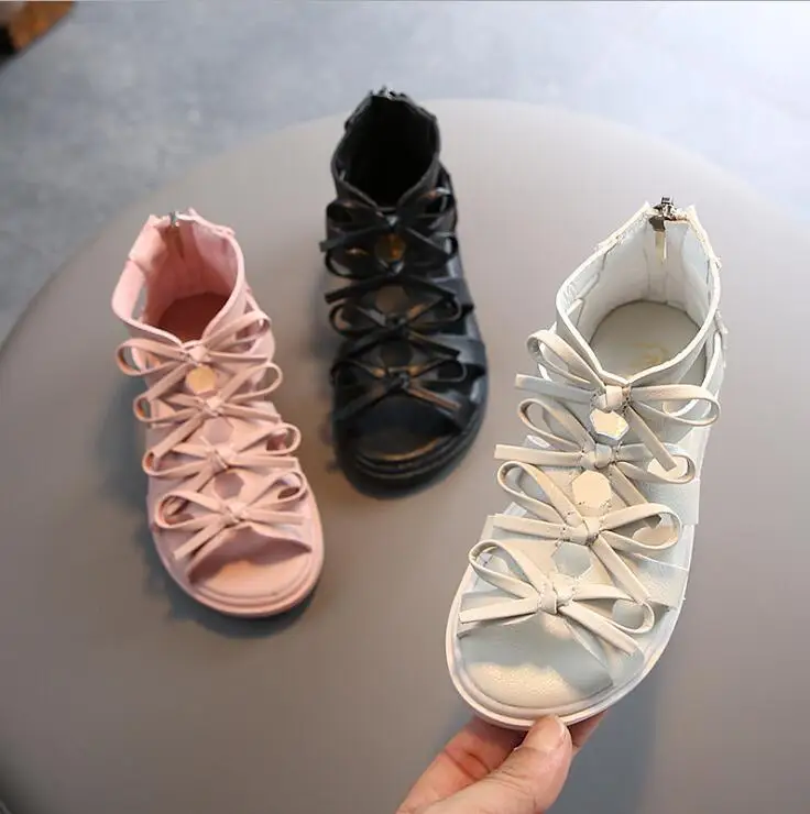 Пляжные сандалии для девочек Летние сандалии-гладиаторы с вырезами Детская