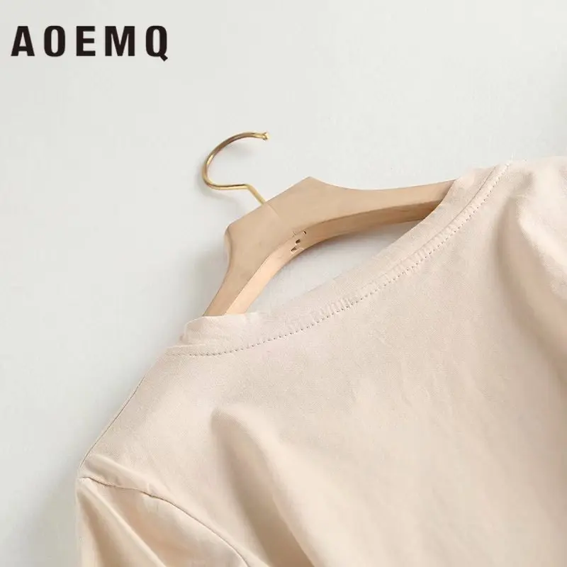 AOEMQ/женские комплекты осень лето повседневные однотонные футболки и штаны с