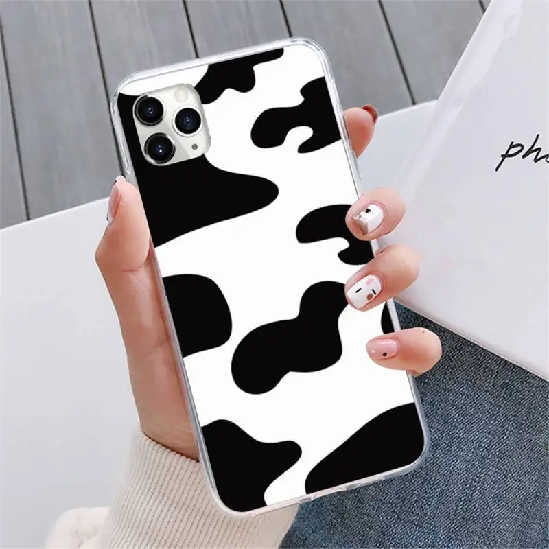 

White Black Cow Symbol Pattern Print Phone Case For iphone 12 5 5s 5c se 6 6s 7 8 plus x xs xr 11 pro max mini