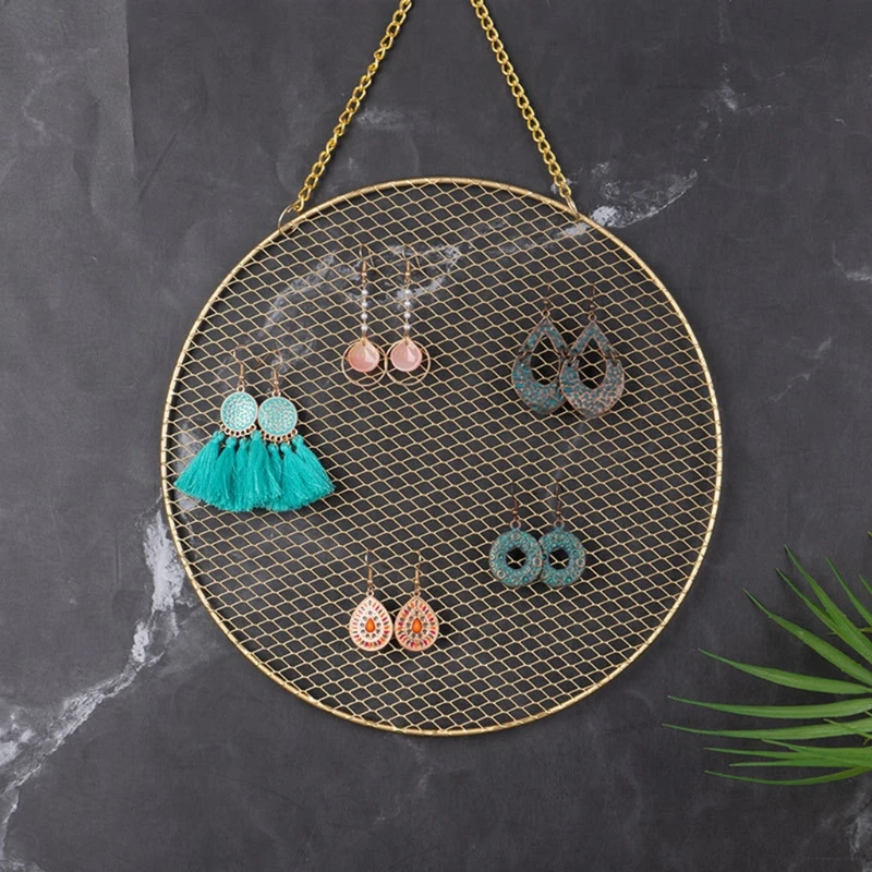 

Durable Wall Mounted Jewelry Organizer Decorative Round Hanging Earring Studs