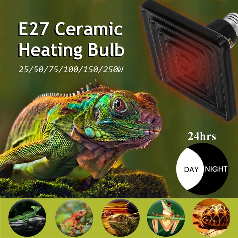 Новая квадратная лампа E27 для обогрева домашних животных внешний черный