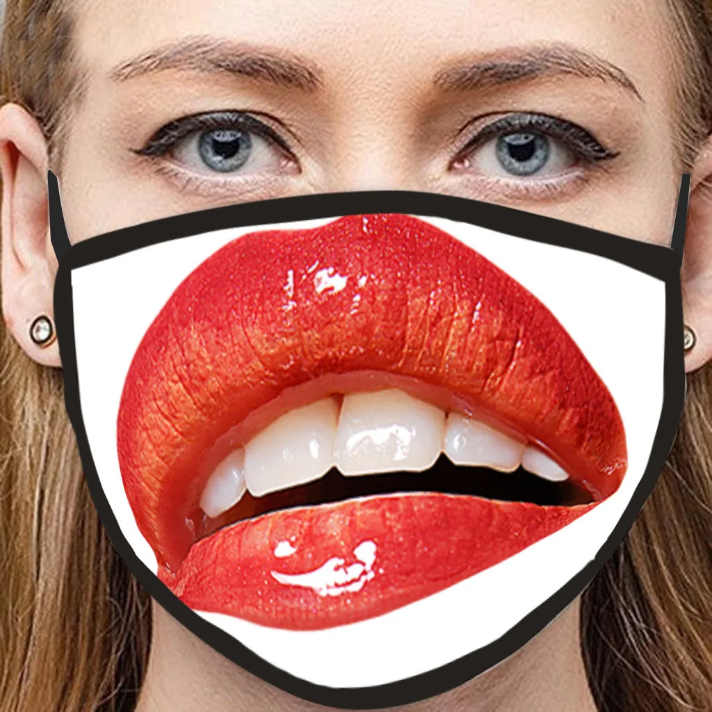 #25 Новинка маска для лица летние сексуальные губы Забавный принт тонкие