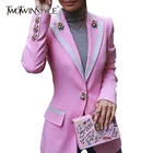 Женский блейзер с отложным воротником TWOTWINSTYLE, разноцветный Блейзер составного кроя с цветами и высокой талией