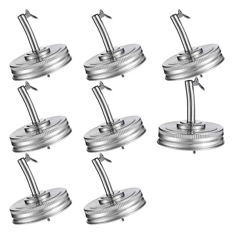 

8 Pieces Jar Oil Spout Lid Oil Pour Spout Dispenser Lids Oil Spout Lids with Caps Compatible with Mason Jar