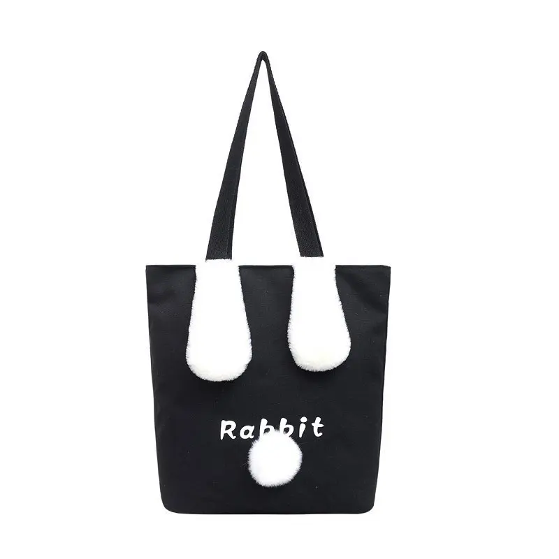

Cute Cartoon Women's Canvas Bag 2020 Winter New Large-capacity Shoulder Bag Fresh and Sweet Zipper Portable Student School Bag