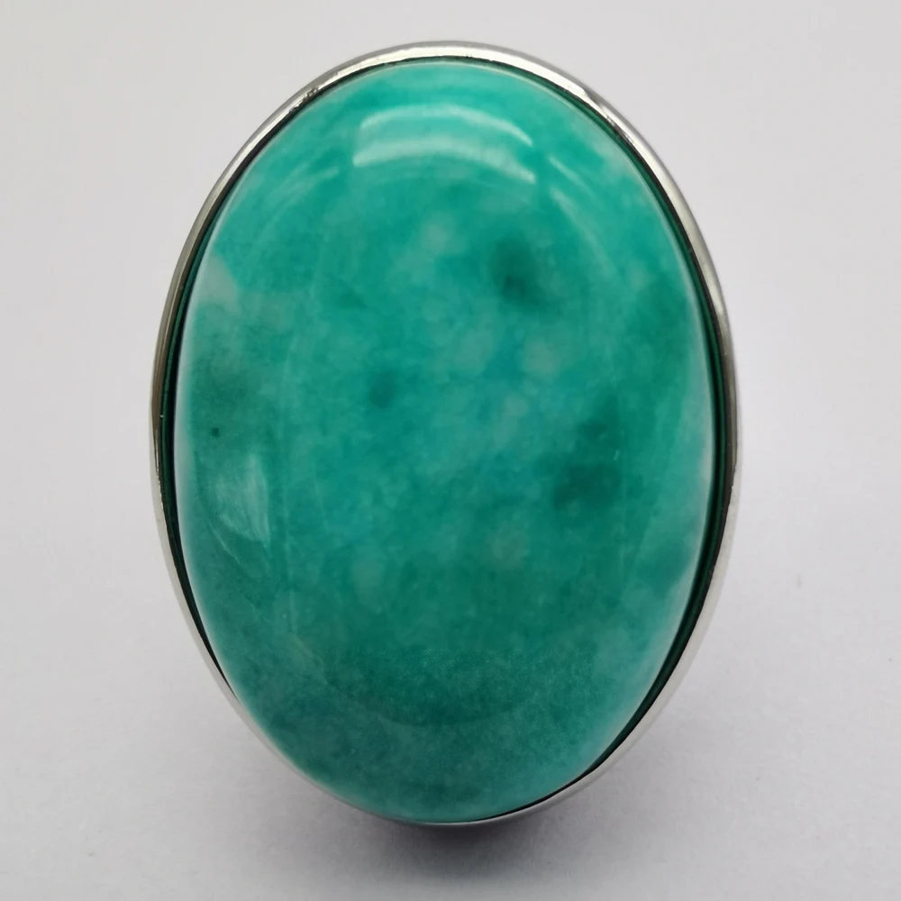 Женское кольцо из амазонита с овальными бусинами Размер 8x105 | Украшения и