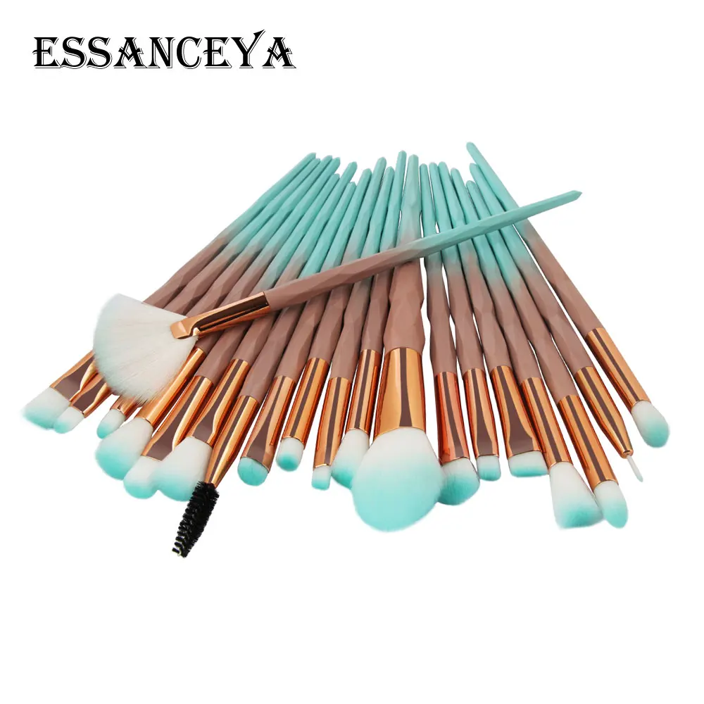 20PCS ESSANCEYA Pro, 5-20 шт., алмазные кисти для макияжа, набор, пудра, Тональная основа, румяна, тени для век, губ, косметика, красивые кисти для макияжа, инструменты - Handle Color: 20PCS