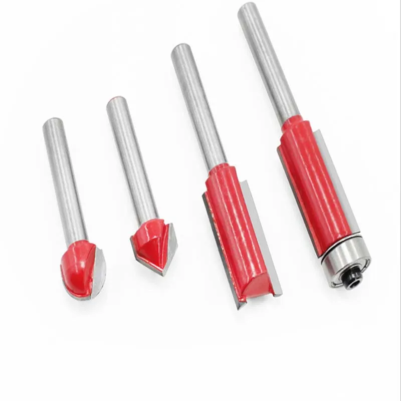 

Trimming machine cutter head woodworking cutting and trimming tool straight knife V-shaped knife with bearing trimming knife 1 /
